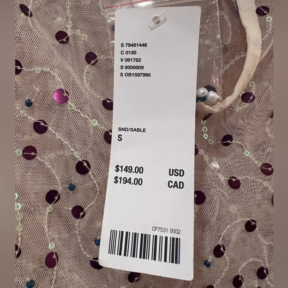 Urban‎ Outfitters Hunter Sheer Sequin Beaded High Leg Slit Midi Dress Size Small